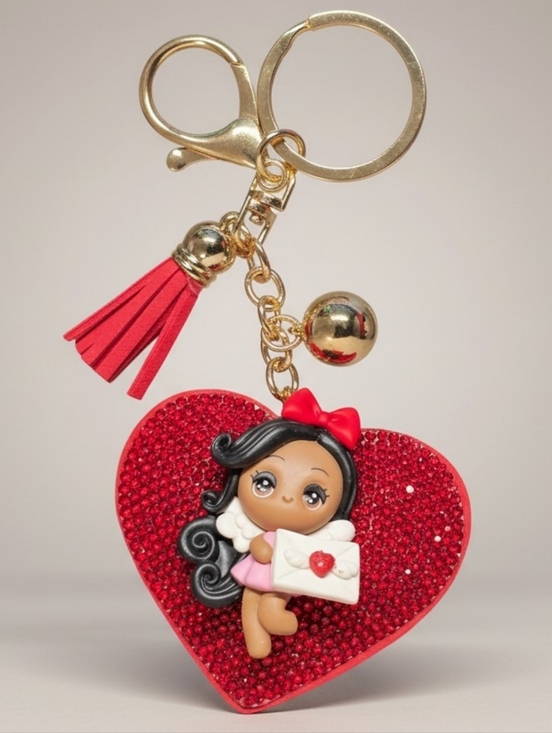 charmed by slg Accessories - Artisan Handmade Cupid Love Letter Clay Doll Bag Charm Keychain